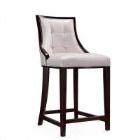 Manhattan Comfort CS012-PW Fifth Ave 39.5 in. White and Walnut Beech Wood Counter Height Bar Stool